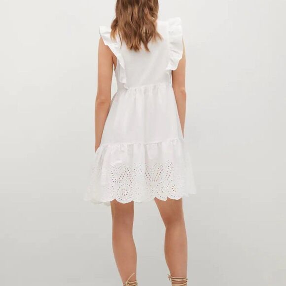 Mango Broderie anglaise Women's cotton dress White - Picture 5 of 7